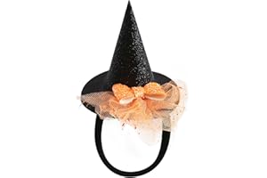 JIADUO Baby Girls Mini Witch Hat Headband Infant Toddler Glitter Bow Tulle Party Hair Accessories Orange