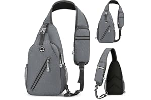 ASUWISH Sling Bag Sling Backpack Chest Bag with Adjustable Shoulder Suitable for shopping, traveling, and outdoor activities (Light Grey)