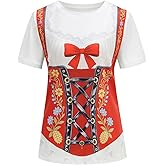 AGCOAH Oktoberfest T Shirt Women Short Sleeve 3D Print Festivus Shirt German Beer Festival