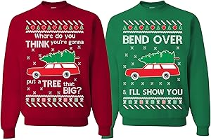wild custom apparel Couples Ugly Christmas Sweaters Adult Matching Unisex Christmas Holiday Sweatshirts