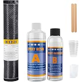 Krbnk 5FT Carbon Fiber Repair Kit | 12" Carbon Fabric Fiber Cloth Roll, 8OZ Epoxy Resin 4OZ Hardener, DIY Carbon Fiber Fabric Sheet Fibra de Carbono para Carro