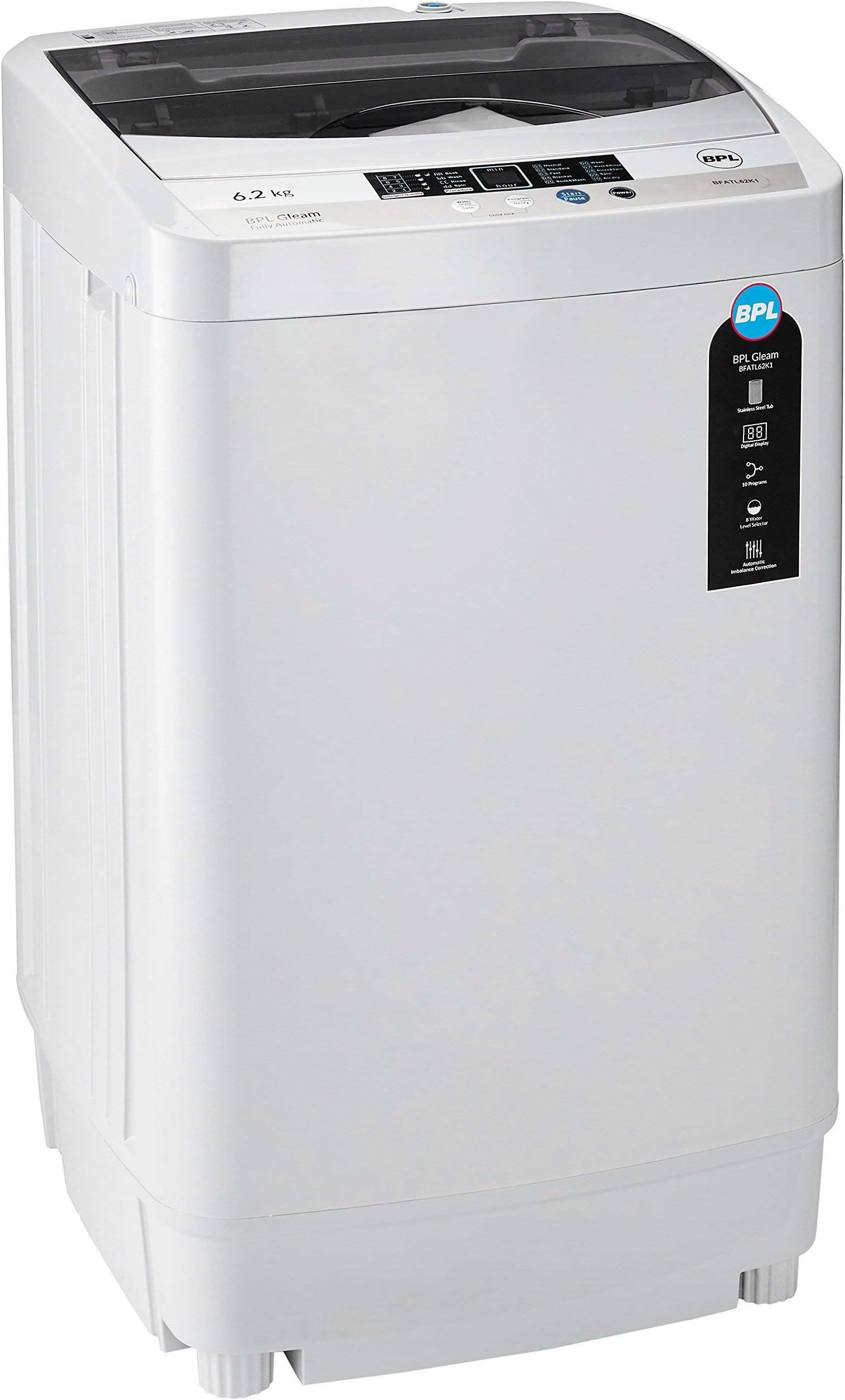 BPL 6.2 kg Fully-Automatic Top Loading Washing Machine (BFATL62K1, Grey)