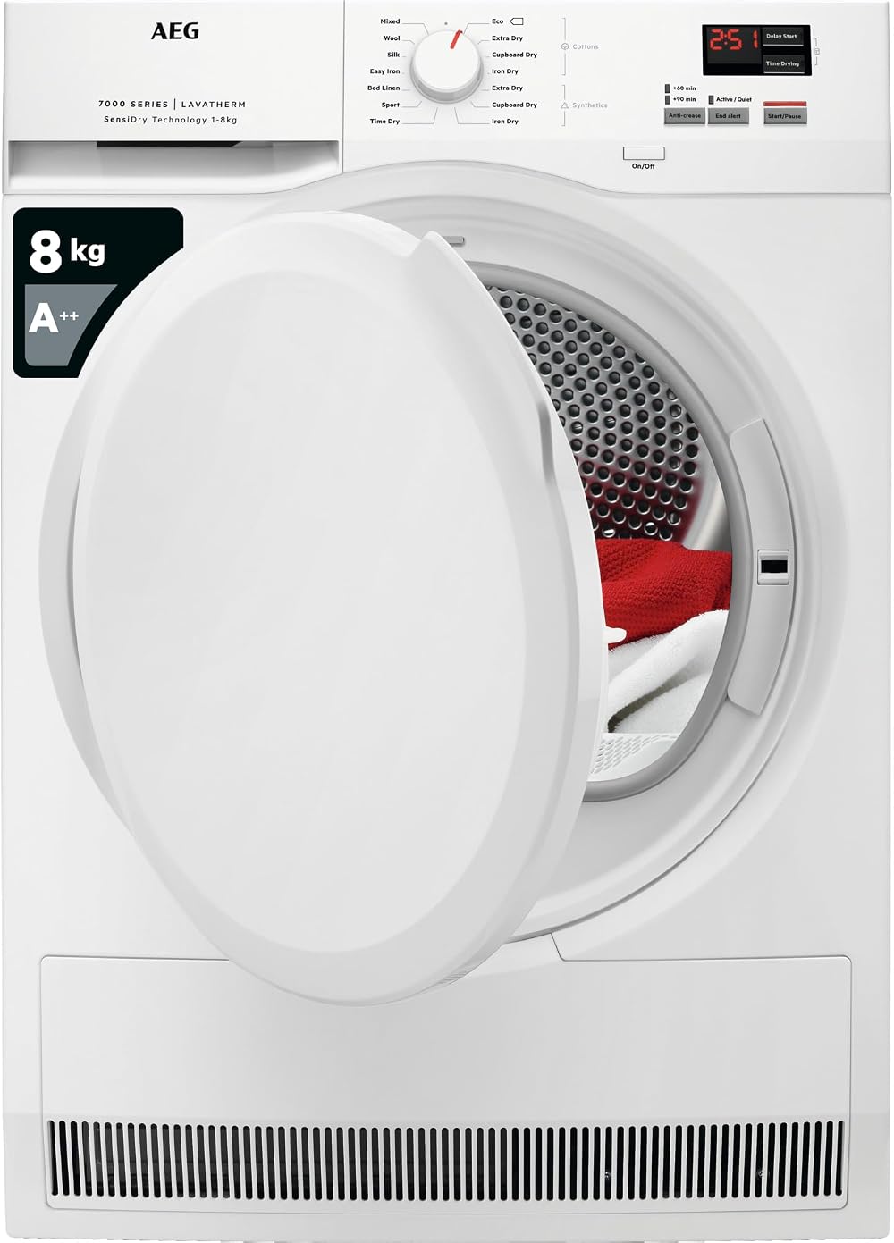 AEG 7000 Series Freestanding Heat Pump Tumble Dryer 8kg T7DBK840N 1400RPM