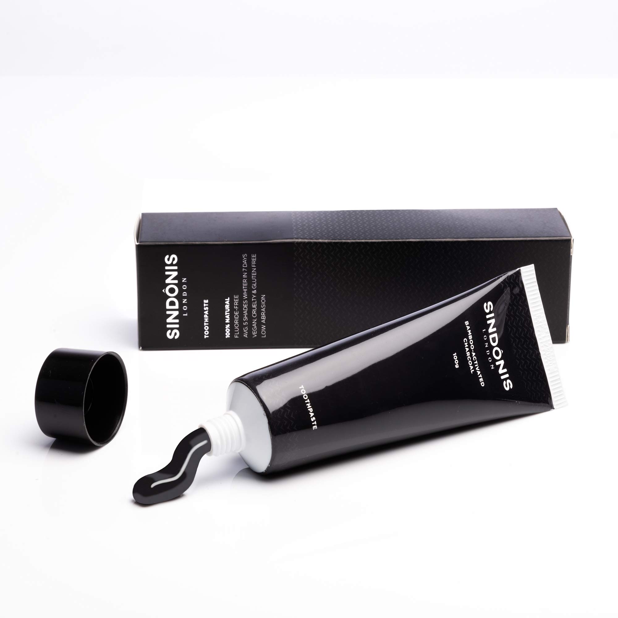 Activated Charcoal Toothpaste Teeth Whitening |100% Naturally Derived Whitening Kit | Teeth Polisher & Stain Remover with Fresh Flavor | Fluoride Free Charcoal Teeth Whitening by Sindonis London