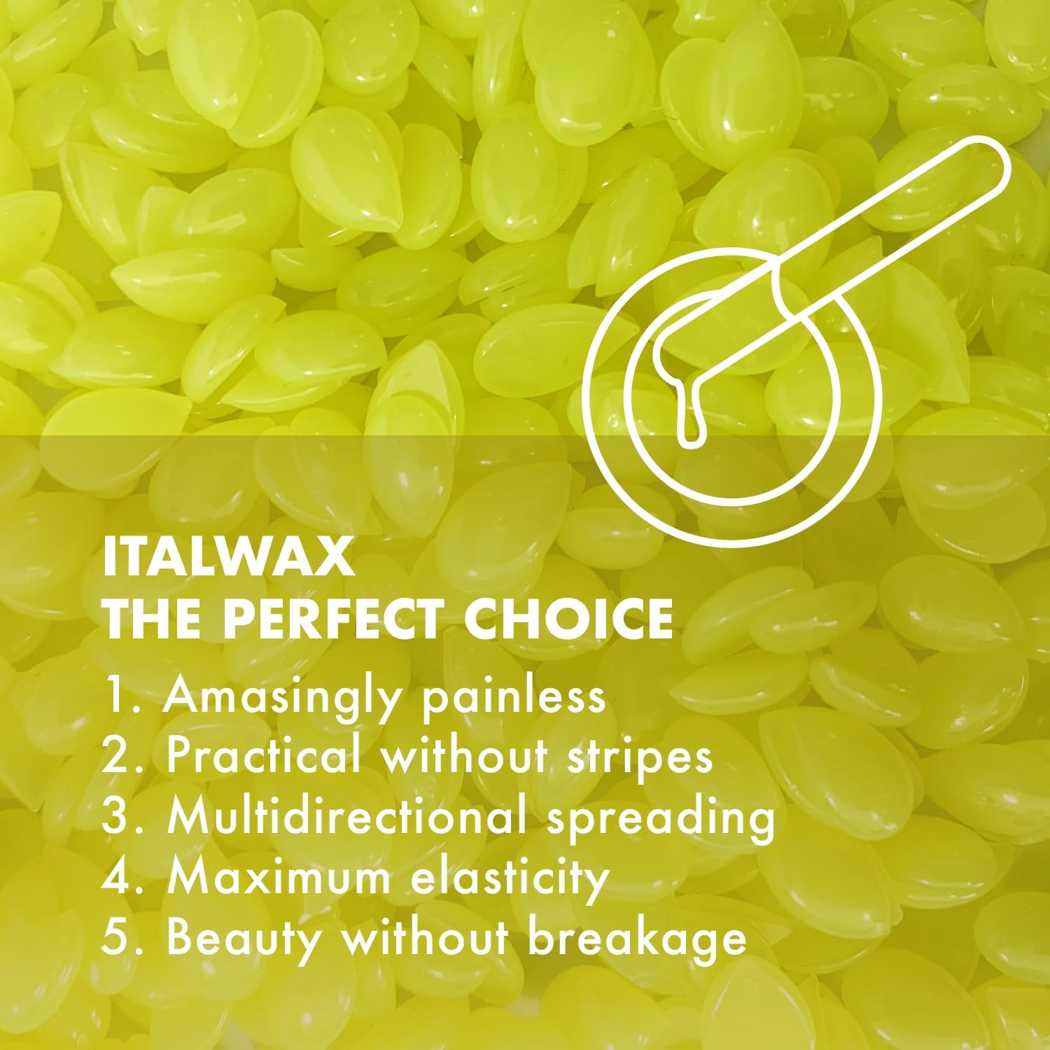 Italwax Top Line Argan - 750g / 1.65lb - Hard wax beads for hair removal - Argan oil fragrance - Synthetic formulation ideal for sensitive skins - Recommended for Bikini Area and Armpits