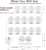 Star Vision 14-Bulb Vanity Lights Kit USB Plug-in UK Adaptor Touch Dimmer 6000K view 6
