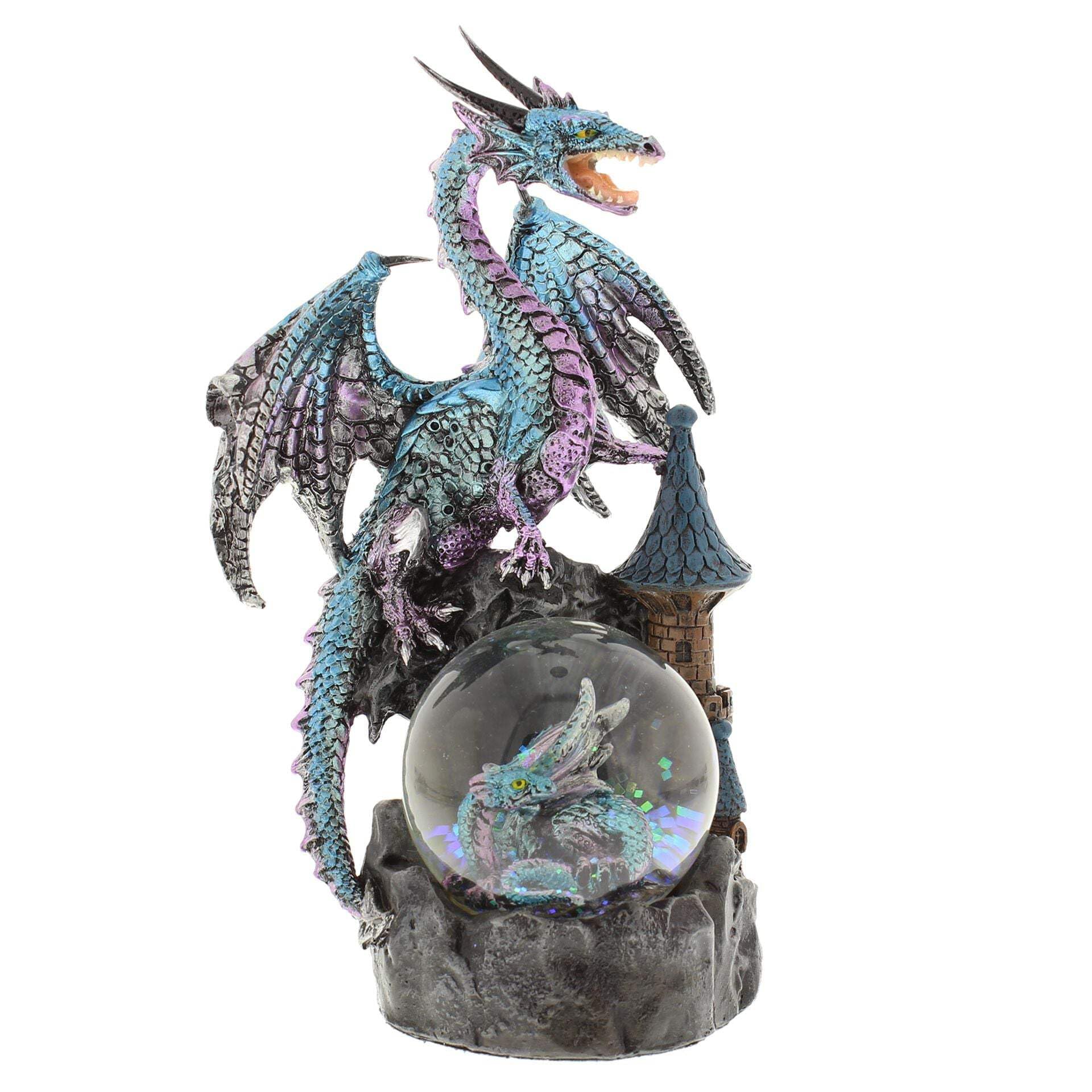 Widdop Blue Dragon on a Waterball Figurine by Mystic Legends