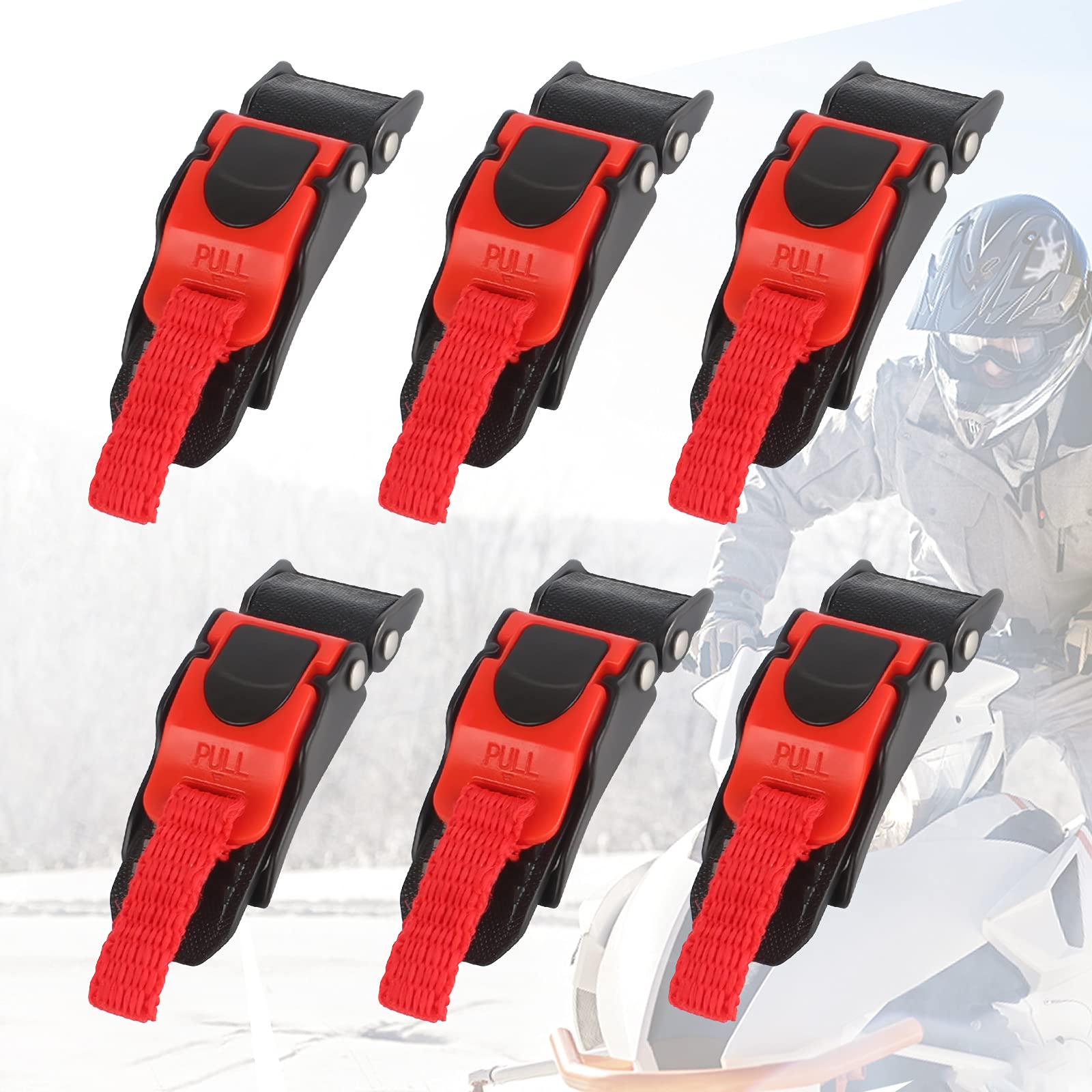 Heilok 6 PCS Quick Release Helmet Strap Buckle Universal Adjustable Motorcycle Chin Clip Durable Heavy Duty Speed For Any Helmet, Red, 7*2.3cm/2.76*0.9inch