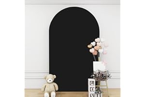 SOMUAUY Black Arch Cover 5FT Balloon Arch Cover Spandex Black Arch Backdrop Cover Spandex Cover for Arch Stand Chiara Arch Covers Stretchy Backdrop for Birthday Bridal Shower Party Arch Decoration