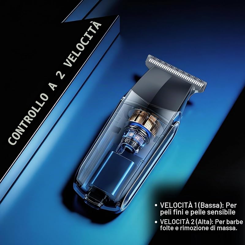 Rasoio elettrico da uomo 3 in 1, kit da viaggio per uomo, rasoio per barba e capelli, trimmer naso e orecchie, mini testina di rasoio, toelettatura maschile (Blu Navy Metallizzato)