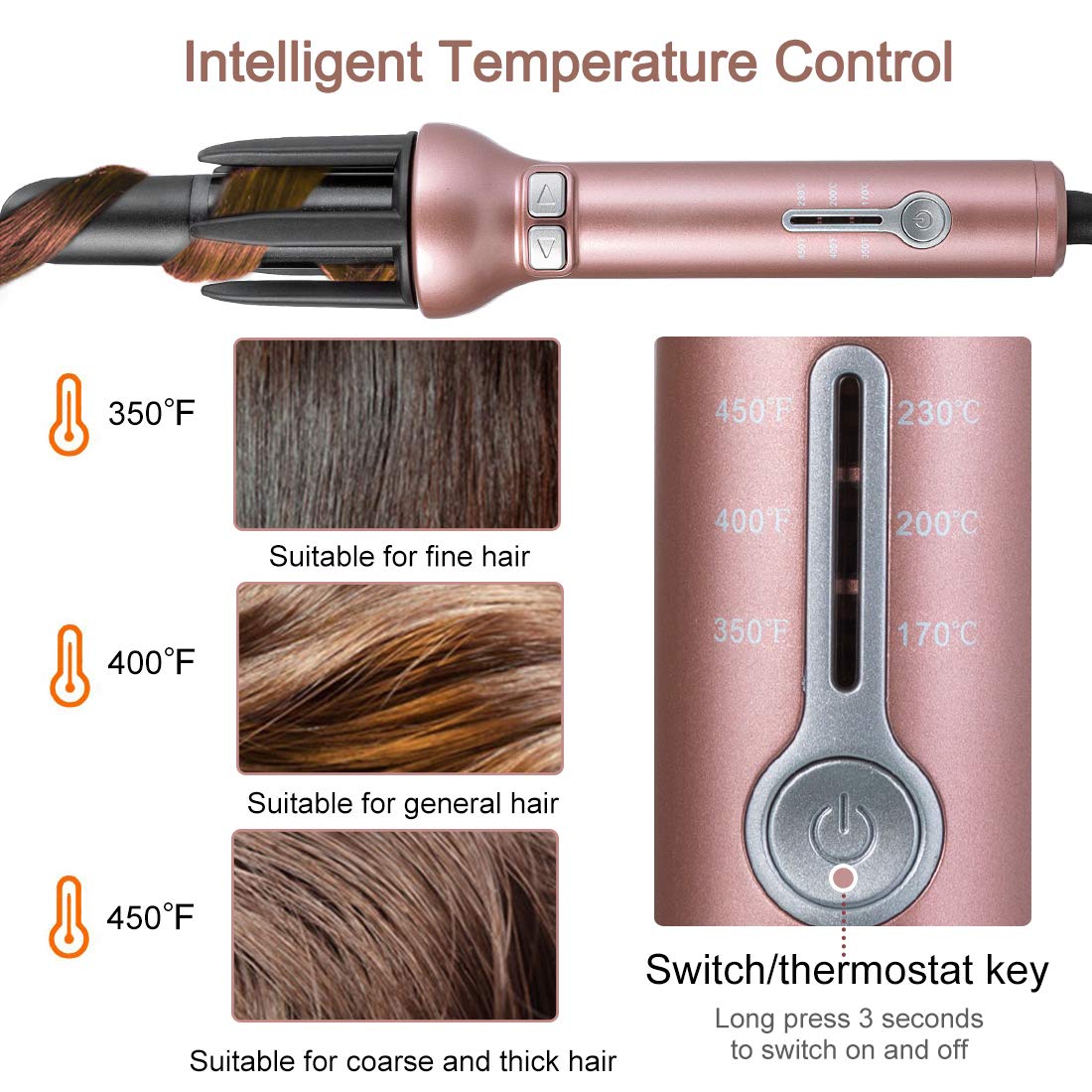 Automatic Hair Curler for Long Hair Auto Curling Iron Spin Curling Wand 360 Rotating Styling Wand 1.1" Ceramic Professional Spiral Beach Waver Iron,Styling Tools & Appliances Mothers Day Gifts: Beauty