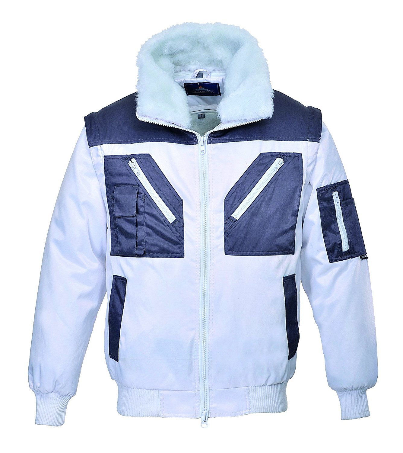 Portwest Two Tone Pilot Jacket, Size: XXXL, Colour: White, PJ20WHRXXXL