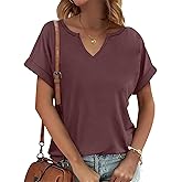 Womens V Neck T Shirts Casual Loose Tees Trending Now Summer Short Sleeve Tops
