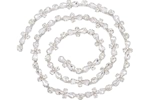 letsinstyle 1 Yard Crystal Applique Strips, 0.6 Inch Rhinestone Close Chain Trim Strip Crystal Fringe, Bling Embellishment fo