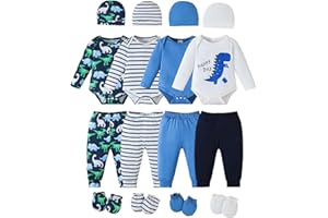 YWFSHOP Newborn Baby Boys Clothes Outfits Funny Pattern Romper Pants Set Infant Unisex Baby Clothing 12Pcs