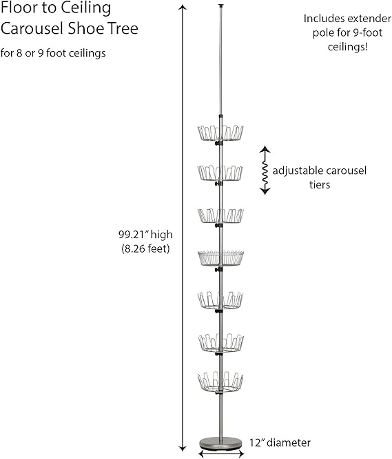 Household Essentials Floor To Ceiling 6 Tier Revolving Shoe Tree