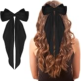 WLLHYF Big Bow Barrettes, Hair Pins Soft Silky Satin, Metal Bowknot Clips | Long Tail French Ribbon, 90's Accessories for Party Women Girl