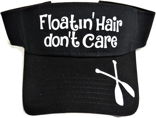 White Glitter Floatin Hair Don T Care Black Cotton Sun Visor Boat