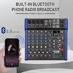 JXSOU Audio Mixer, 10-Channel DJ Mixer Bluetooth