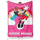 Disney Minnie Mouse Plush Throw Blanket - Measures 46 x 60 Inches - Super Soft & Cozy Fleece Rainbow Kids Bedding