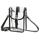 HOXIS Clear PVC Saddle Crossbody Bag for Stadium Approved Womens Transparent Purse Small Size Chain Shoulder Bag Phone Pouch