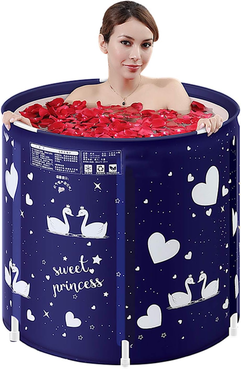 Portable Bathtub, Foldable Soaking Bathtub, for Shower, Thickened with Hot Foam to Keep Temperature, Easy to Install (No Inflatable), Blue