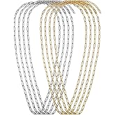 TOAOB 8pcs Stainless Steel Plated 18K Gold Chain Necklaces Kit Paperclip Chains for Adjustable Link Chain for DIY Jewelry Making Supplies Accessories