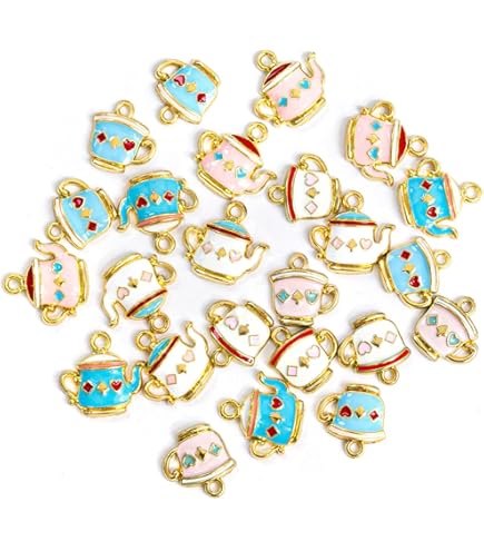 40 Pieces Teapot & Tea Cup Charms - Golden & Silver Alloy Pendants For Jewelry Making