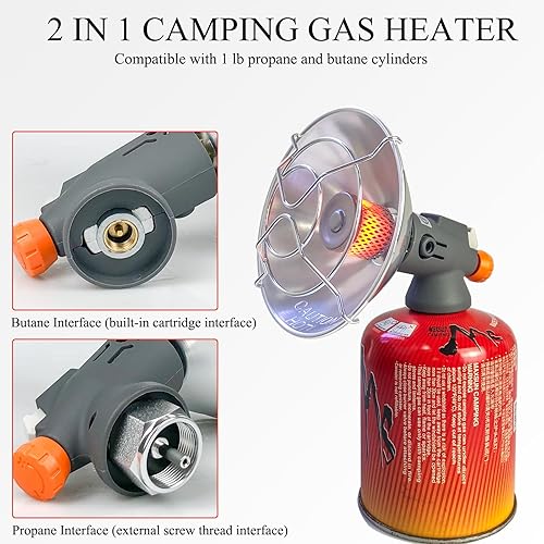 Berkebun 4,300 BTU 2-in-1 Portable Propane and Butane Tent Heater