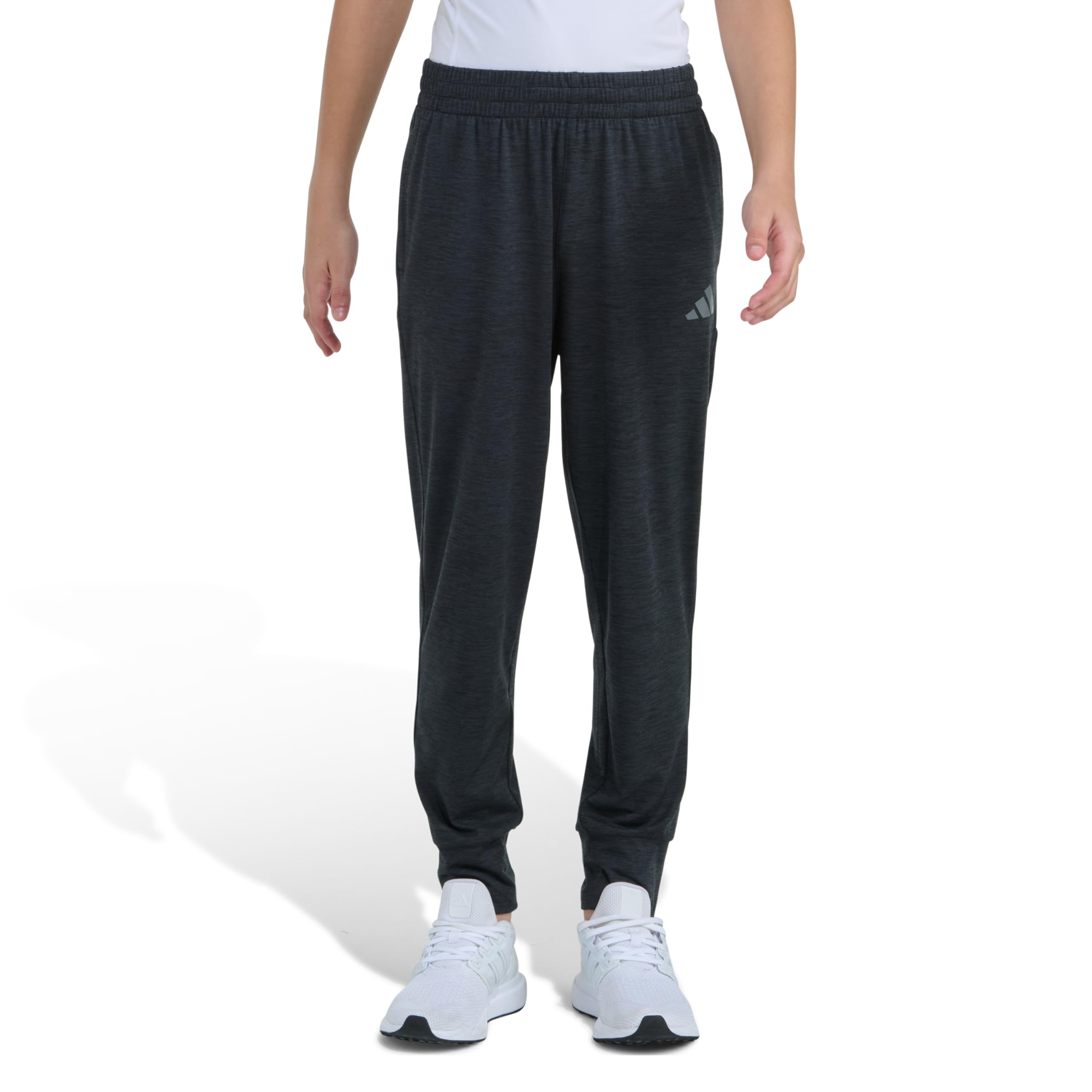adidas Boys All Sport Poly Melange Jogger (Big Kid) Grey w/Black Melange Medium Big Kid Image