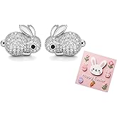 Harry and Henry Easter Earrings for Women Sparkly Rhinestone Pink Bunny Rabbit Spring Holiday Fashion Jewelry Gifts
