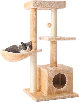 Amazon Petoru キャットタワー 猫タワー 猫ハウス 爪とぎ 据え置き 麻紐 多頭飼い 運動不足対応 安定性抜群 頑丈耐久 耐荷重8kg べジュー Petoru ペット用品 通販