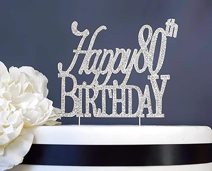 Buy Happy 80th Birthday Rhinestone Cake Topper Premium Sparkly