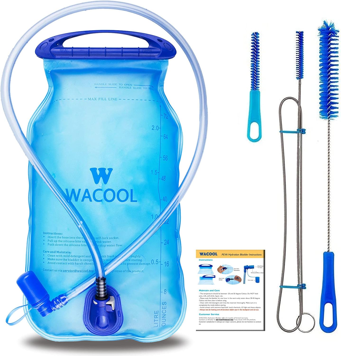 WACOOL 2L 2Liter 70oz 3L 3Liter 100oz BPA Free PEVA Hydration Pack Bladder, Leakproof Water Reservoir : Sports & Outdoors