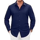Alimens & Gentle Men's Dress Shirts Long Sleeve Wrinkle Free Stretch Solid Formal Business Button Down Shirts
