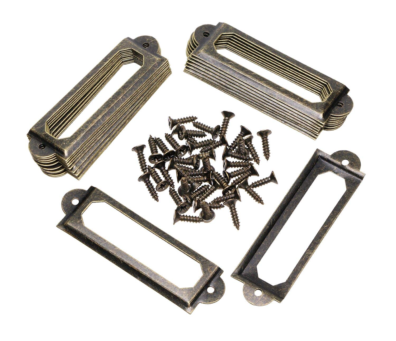 Onlykxy 20pcs Antique Brass Metal Drawer Door Lab Tag Label Pull Frame Handle File Name Card Holder For Furniture Cabinet Hardware Box Case Bin 1760mm Gold Office Products Dprd Tasikmalayakab Go Id