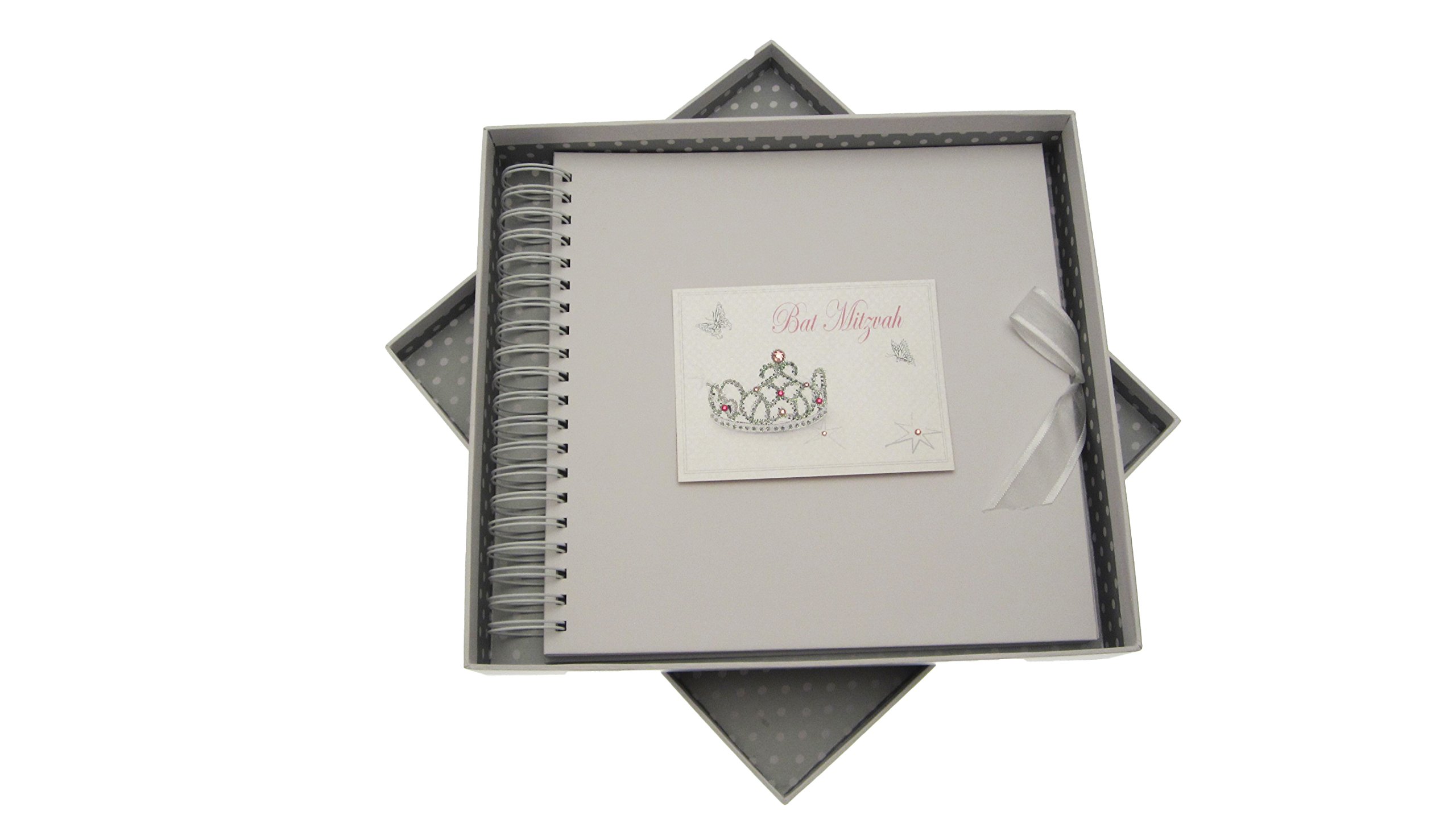white cotton cards Bat Mitzvah Card and Memory Book Jewish Gift (Girls)
