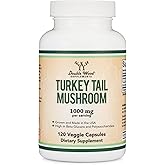 Turkey Tail Mushroom Supplement (120 Capsules - 2 Month Supply) (Coriolus Versicolor) Comprehensive Immune System Support, Non-GMO, Gluten Free, Grown and Encapsulated in The USA by Double Wood