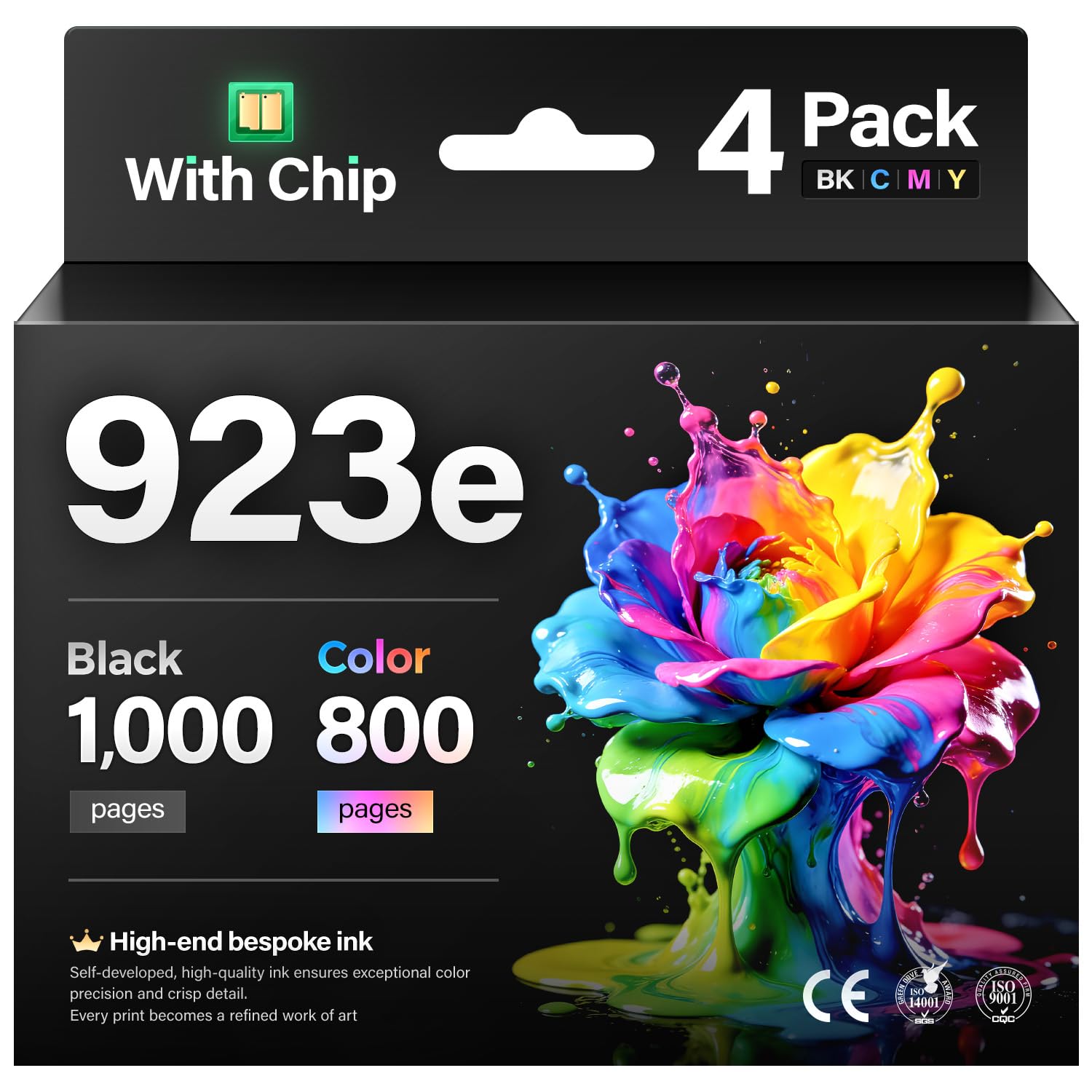 Photo 1 of 923 923e Ink Cartridges with chip 4-Pack High Yield Replacement for HP 923 923e 923XL Ink Compatible for HP OfficeJet Pro 8135e 8138e 8139e 8122e 8120 8123 8130 8133 Printers Black Cyan Magenta Yellow