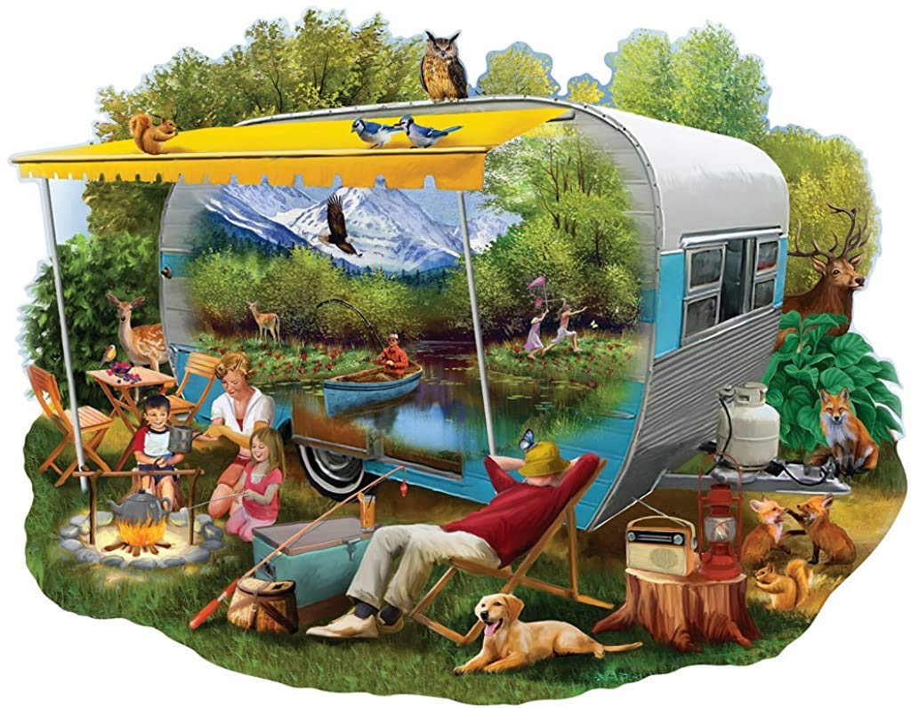 Bits and Pieces - 750 Piece Shaped Jigsaw Puzzle for Adults - Camping Trip - 750 pc Nature, Animals Jigsaw by Artist Thomas Wood