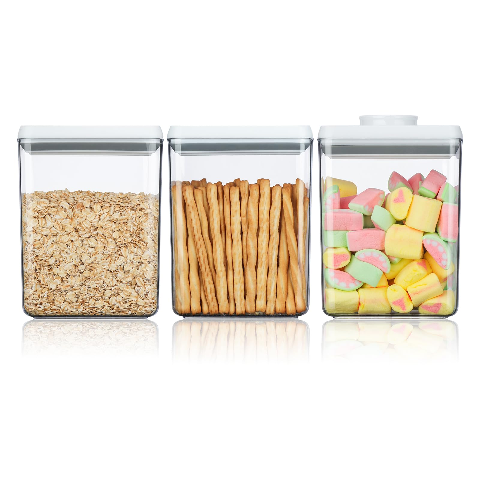 Photo 1 of SETLUX Food Airtight Containers storage with Lids 3 Pack (1200ml*3) One Button Open/POP UP/Kitchen Storage Organization for Coffee Tea Brown Sugar Cereals