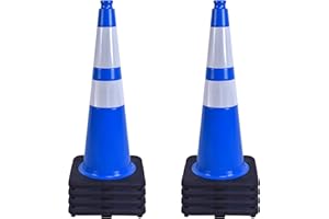 OrangeStar 28" Traffic Cones 8-Pack Blue Safety Cones with Reflective Collars, Heavy Duty Base for Construction, Parking Lot, Road Work, Flexible PVC, Indoor & Outdoor Use