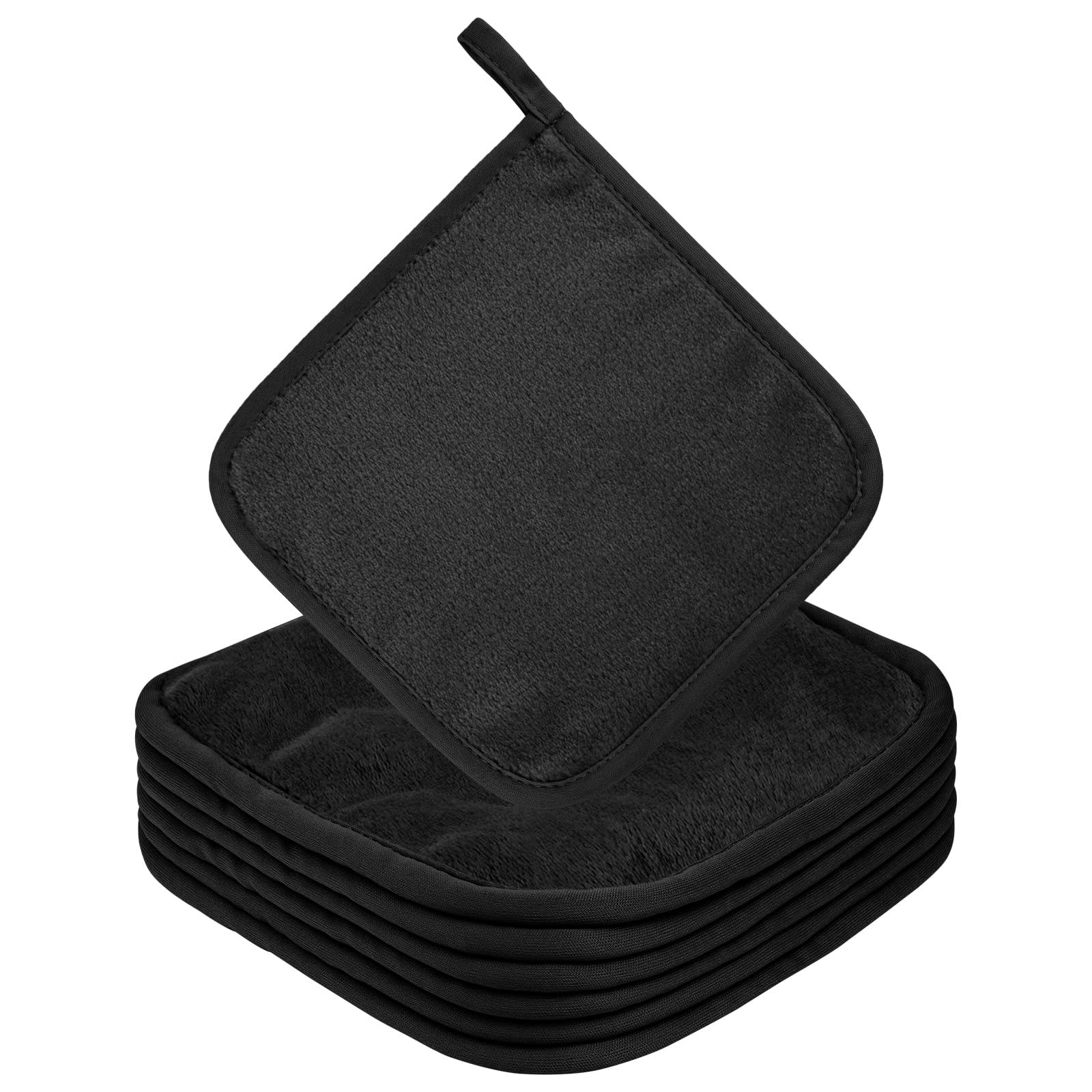 URAQT 6 Pack Face Cloths Make Up Remover, 7.87 * 7.87in Soft Microfibre Face Wipes for Reusable Makeup Remover Cloth Washable Ultra Soft Facial Cleansing Wipe Cloths (Black)