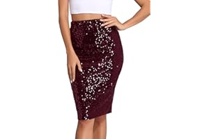 PrettyGuide Women's Sequin Skirt High Waist Sparkle Pencil Skirt Party Cocktail