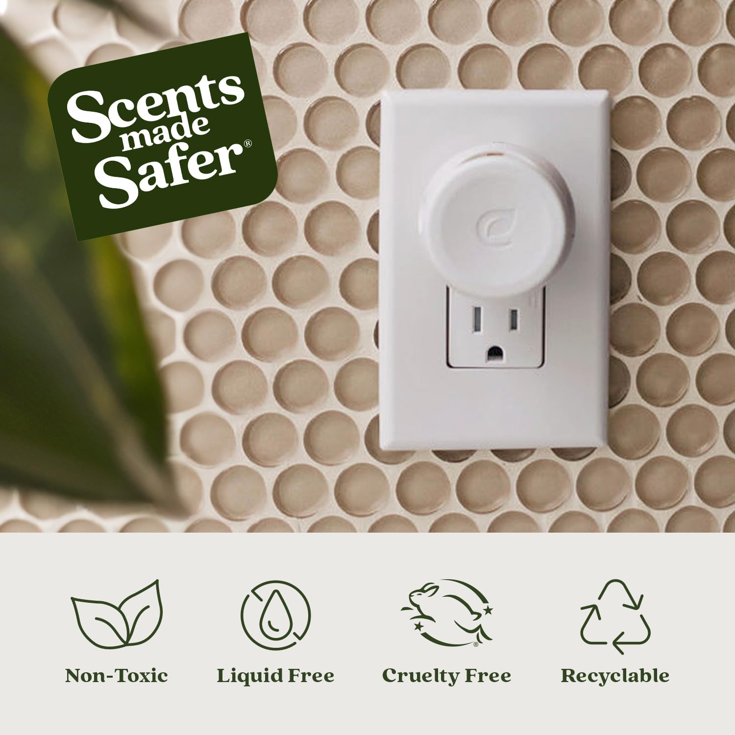 Enviroscent Non Toxic Air Freshener Plug-in Home Fragrance Last 45+ Days | Kit includes 1 Refillable Plug In Warmer & 1 Scent Refill (Rainwater & Bamboo)