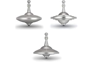 PLEXITY LABS UFO Tops | Metal Spinning Tops | Andromeda Series Collector 3-Pack Set (Cosmic Silver)