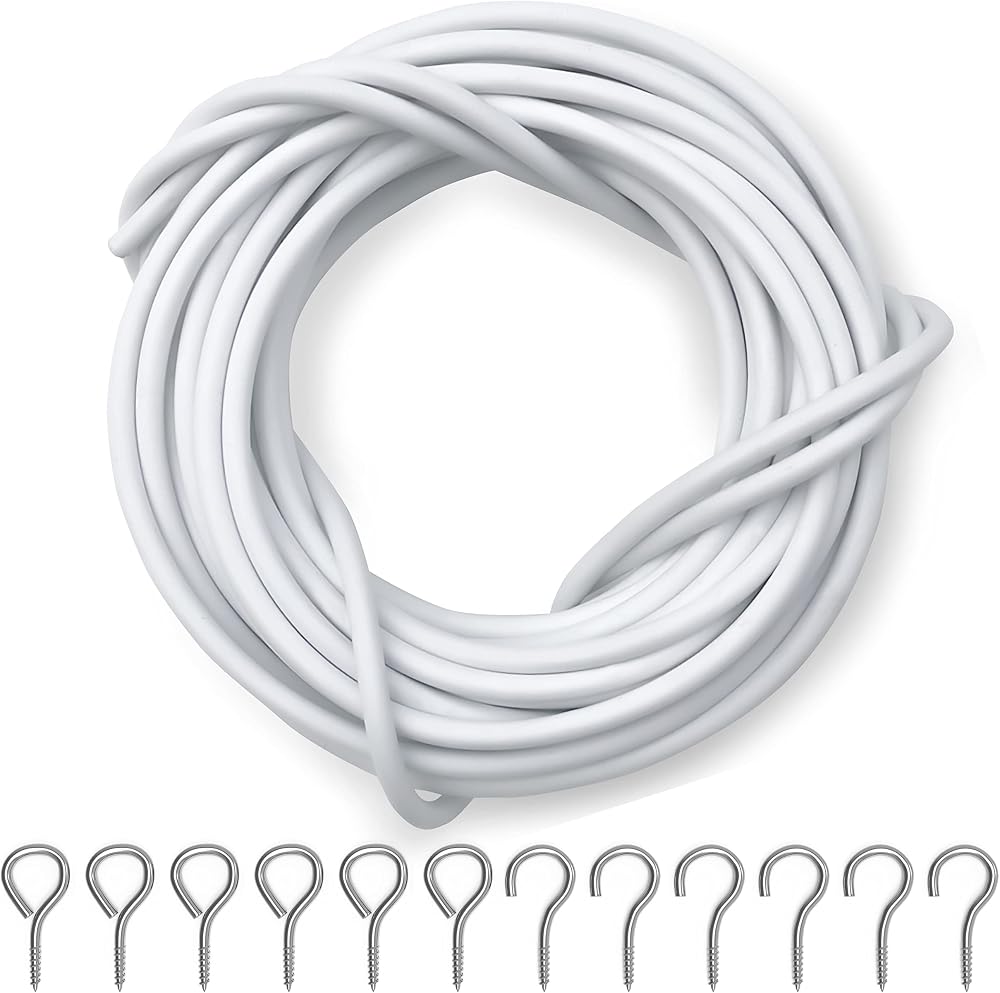 Dikots 4m Curtain Wire and Hooks Set with 8 Eyelets and 8 Hooks