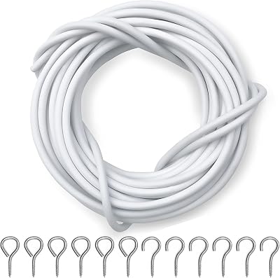 Dikots 4m Curtain Wire and Hooks Set with 8 Eyelets and 8 Hooks