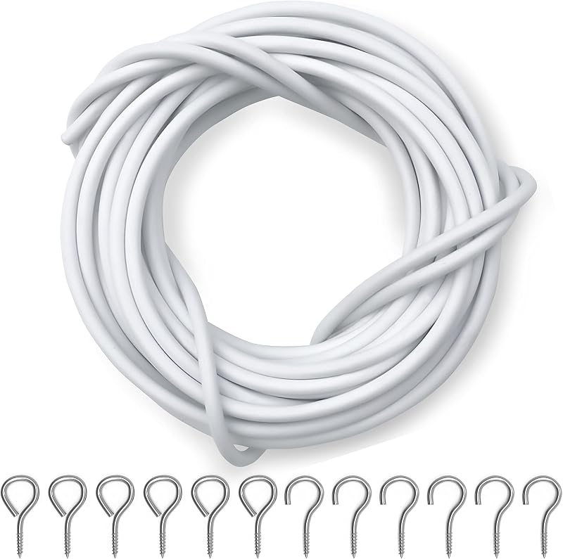 Dikots 4m Curtain Wire and Hooks Set with 8 Eyelets and 8 Hooks