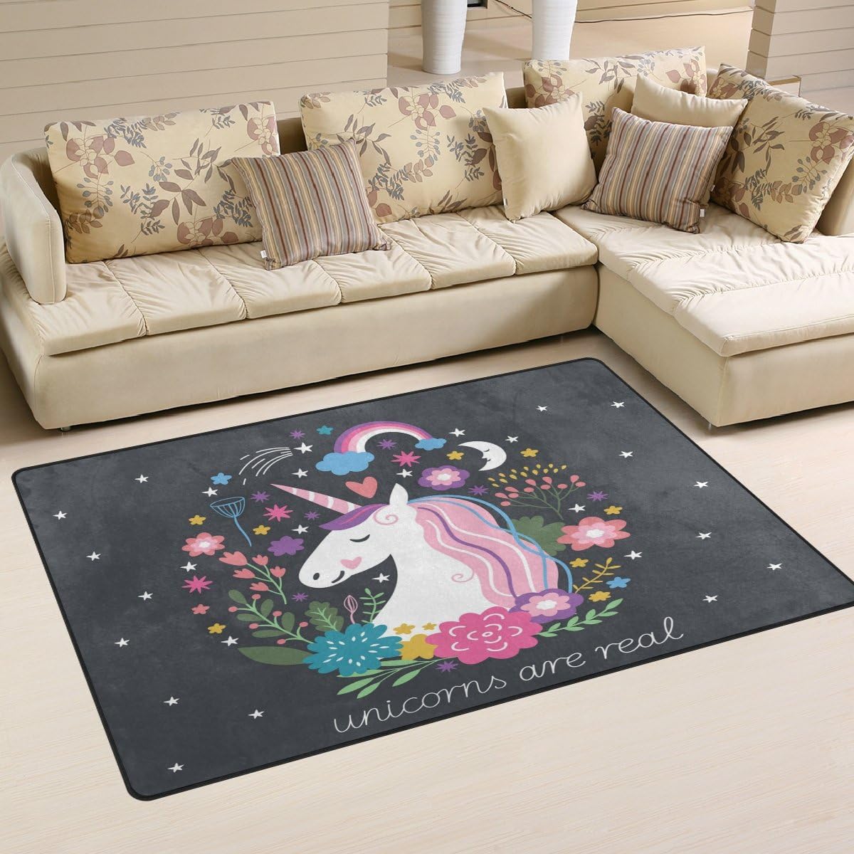 COOSUN Unicorn Area Rug Carpet Non-Slip Floor Mat Doormats for Living Room Bedroom 152.4 x 99.1 cm (60 x 39 inch)